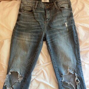 Cello Distressed and Ripped Blue Skinny Jeans